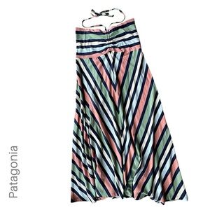 PATAGONIA NWOT STRIPED CONVERTIBLE HALTER NECK MIDI DRESS ORGANIC COTTON SMALL